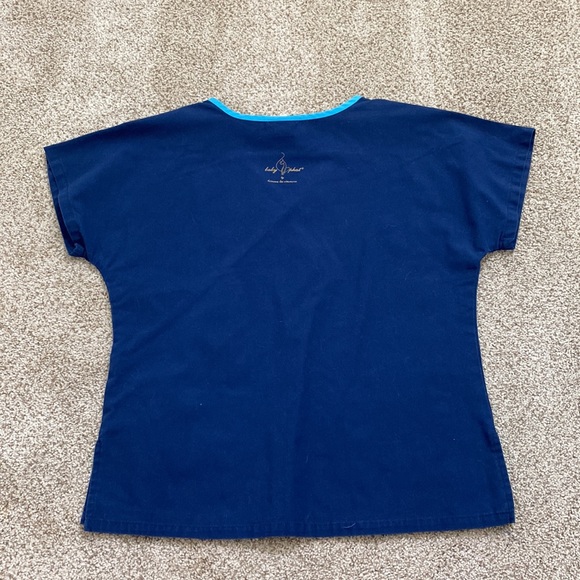 Navy and Light Blue Scrubs Top - Picture 4 of 5